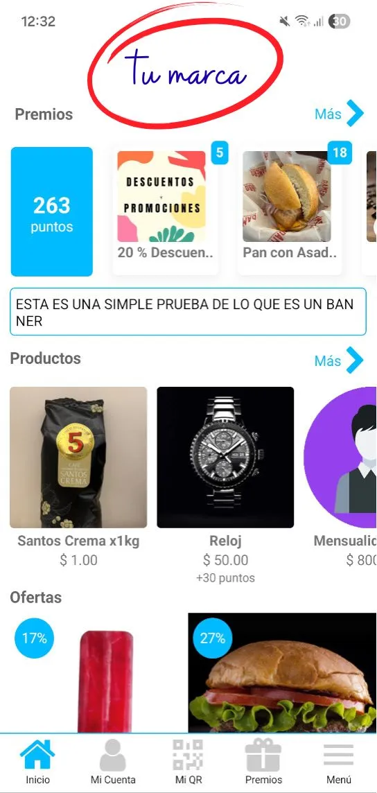 Captura de pantalla de la App Marca Blanca