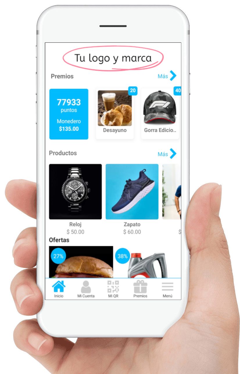 Mano muestra app de fidelizacion de clientes